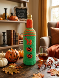 Knit Halloween Wine Bottle Cover | Pumpkin Kitchen Decor