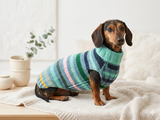 Handmade Knit Dachshund Sweater - Colorful Striped Dog Clothes