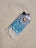 Cozy Cable Knit Phone Sock - Universal Smartphone Protective Sleeve - Hand Knitted Woolen Phone Bag with Button Closure - Boho Style Phone Accessory