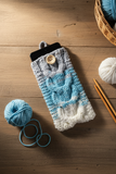 Cozy Cable Knit Phone Sock - Universal Smartphone Protective Sleeve - Hand Knitted Woolen Phone Bag with Button Closure - Boho Style Phone Accessory