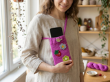 Boho Knitted Phone Sleeve • Strawberry & flowers Phone Bag • Protective Soft Phone Case Holder