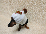 Christmas heart Dog Hat PomPom, Designer Pet Party Clothes outfit, Warm Winter knitted Dachshund cap with Pattern, gift for dogs lover