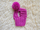 Handmade Knit Dachshund Snood with Pom-Pom - Winter Dog Hat for Doxies & Small Breeds - Ear Warmer & Neck Gaiter