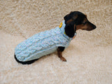 Handmade Cable Knit Dachshund Sweater | Warm Dog Clothes