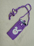 Knitted Bunny Phone Sleeve with Strap, Cute Rabbit Crossbody Phone Bag, Handmade Crochet Phone Sock, Kawaii Animal Phone Pouch