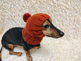 Angora Super Warm Dog Hat with Pom-Pom, Knitted Costume Pet Clothes Warm Cap Closed Ears for Dachshund beanie