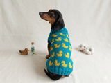 Dog clothes jumper with ducks-Clothes for dogs sweater with ducks, jumper with ducks for dachshund