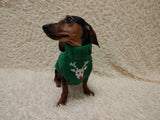 Christmas deer print wool sweater with arans for dogs, dachshund warm clothes jumper cable
