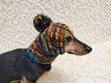 Cozy Winter Dog Balaclava Snood | Hand-Knit Pet Hat with Pom-Pom