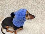 Angora Super Warm Dog Hat with Pom-Pom, Knitted Costume Pet Clothes Warm Cap Closed Ears for Dachshund beanie