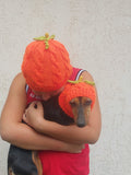 Matching Halloween Pumpkin Hat Set: Mom & Dog Angora Blend Knit