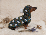 Pet costume with sheep sweater and hat with pompom, dog warm wool set clothes with sheep ram