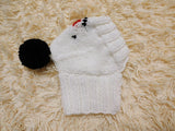 Snowman Dog Hat PomPom, Designer Pet Party Christmas Clothes outfit, Warm Winter knitted Dachshund cap with Pattern, gift for dogs lover