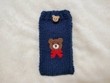 Bear Phone Sleeve, Universal Crochet Cell Phone Pouch 6.7x3.5", Cute Teddy Bear Phone Case, Soft Yarn Sock for iPhone Samsung, Cozy Gift