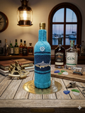 Shark Knitted Wine Bottle Cover - Nautical Ship Wheel Cozy, Ocean Beach House Decor, Unique Fisherman Gift