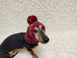 Cute Pom-Pom Dog Snood Hat | Soft Hand-Knit Dog Balaclava Hood