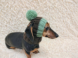 Cute Hand-Knitted Dachshund Snood and Pom-Pom Beanie Set - Cozy Dog Hat and Neck Warmer