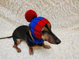 Cute Hand-Knitted Dachshund Snood and Pom-Pom Beanie Set - Cozy Dog Hat and Neck Warmer