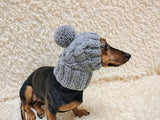 Dog hat with pom poms wool, warm hat for dachshund, wool hat for small dogs