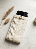 Handmade Knitted Phone Sleeve, Cable Knit Cell Phone Sock, Soft Wool Phone Case Pouch, Cozy Phone Protector, Boho Tech Accessory
