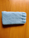 Knitted Phone Case with Strap, Blue Crochet Phone Pouch, Ice Cream Cone Smartphone Sleeve, Puffy Pom Pom Phone Bag, Aesthetic Tech Accessory