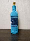 Shark Knitted Wine Bottle Cover - Nautical Ship Wheel Cozy, Ocean Beach House Decor, Unique Fisherman Gift