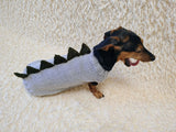 Dachshund Dinosaur Knit Sweater | Handmade Stegosaurus Dog Coat