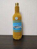 Shark Knitted Wine Bottle Cover - Nautical Ship Wheel Cozy, Ocean Beach House Decor, Unique Fisherman Gift