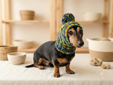 Chunky Knit Dog Balaclava Hood | Stylish Winter Dog Snood Hat