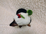 Car Christmas tree Dog Hat PomPom, Designer Pet Party Clothes outfit, Warm Winter knitted Dachshund cap with Pattern, gift for dogs lover