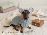 Mouse costume made of alpaca wool for dogs, dachshund bear set sweater and hat