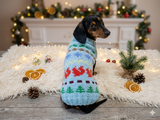 Tree squirrel snowflake Christmas sweater for dog bright festive costume , Holiday New Year clothes pet apparel outfit dachshund jamper