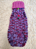 Original dog sweater with arans and pom-poms Rainbow melange dog sweater with cable knit, warm knitted winter dachshund outfit pet clothes
