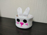 Crochet Bunny Basket, White Rabbit Nursery Storage Bin, Small Easter Egg Basket, Cute Yarn Bowl, Kids Room Decor, Baby Shower Gift