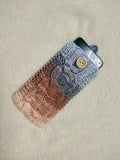 Cozy Cable Knit Phone Sock - Universal Smartphone Protective Sleeve - Hand Knitted Woolen Phone Bag with Button Closure - Boho Style Phone Accessory