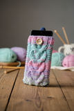 Cozy Cable Knit Phone Sock - Universal Smartphone Protective Sleeve - Hand Knitted Woolen Phone Bag with Button Closure - Boho Style Phone Accessory