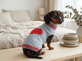 Festive Heart Pet Outfit Heart Jumper Dog Clothes Sweater Valentine's Day,Dog Lover Gift Knitted Sweater.