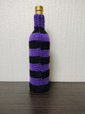 Purple Witch Halloween Wine Bottle Cover | Knit Striped Cozy
