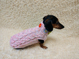 Handmade Cable Knit Dachshund Sweater | Warm Dog Clothes