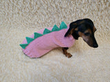 Handmade Dinosaur Sweater for Dachshunds – Knitted Pet Costume