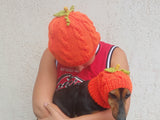 Matching Halloween Pumpkin Hat Set: Mom & Dog Angora Blend Knit