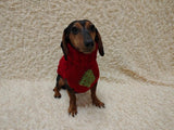 Christmas tree wool sweater with arans for dog, dachshund warm clothes jumper with cable