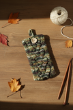 Handmade Knitted Phone Sleeve Case - Soft Wool Protective Sock Pouch for iPhone & Android - Colorful Cable Knit Phone Cover with Wooden Button - Gift for Her