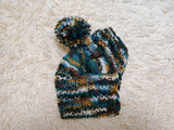 Chunky Knit Dog Hat with Fluffy Pom-Pom | Warm Dog Balaclava Snood