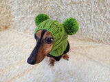 Clothes warm for pets wool hat snood with two pom poms, gift for pet dogs hat with pom poms