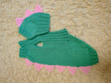 Dinosaur Dachshund Sweater with Hat  Knitted Dog Costume for Wieners