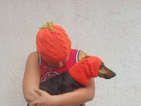 Matching Halloween Pumpkin Hat Set: Mom & Dog Angora Blend Knit