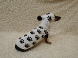 Cozy Knit Dog Jumper with Paws Pattern | Handmade Pet Apparel