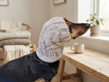 Warm winter dog hat with arans, hat for dachshund