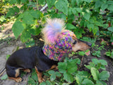 Handmade Dachshund Beanie, Knitted Dog Snood with Pom Pom, Winter Puppy Hat, Small Pet Ear Warmer, Custom Dog Apparel